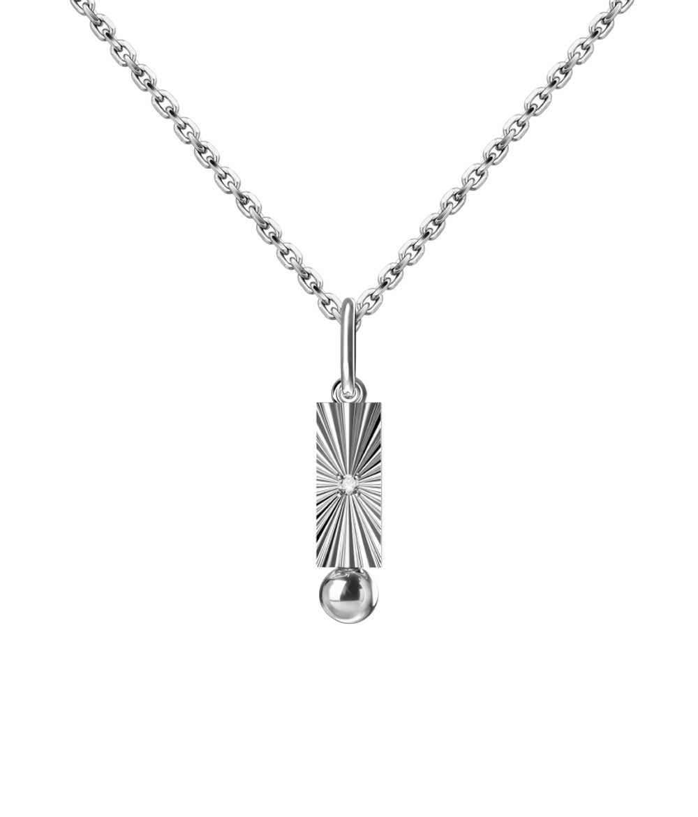 Подвес из серебра со вставками из выращенных рубина и бриллианта