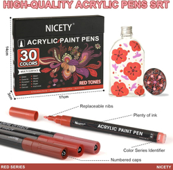 NICETY акриловые маркеры 0,7 мм, 30 шт, Red