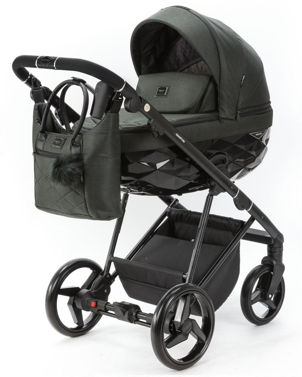 Детская коляска Adamex Quantum 2 в 1 Q-TK105 LUX (Т.ЗЕЛЕНЫЙ)