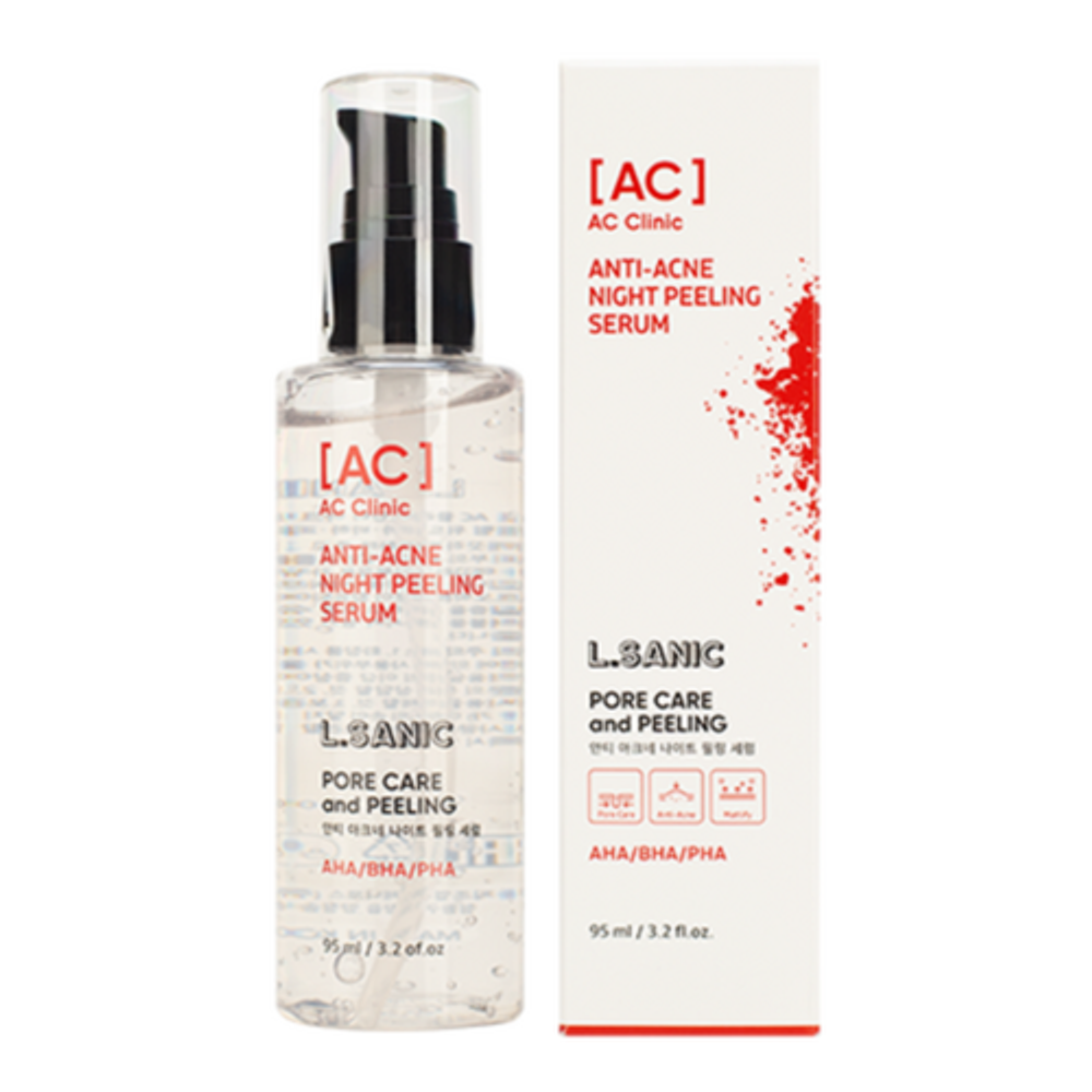 L.Sanic Сыворотка-пилинг с AHA, BHA, PHA кислотами - ac clinic anti-acne night peeling serum, 95мл