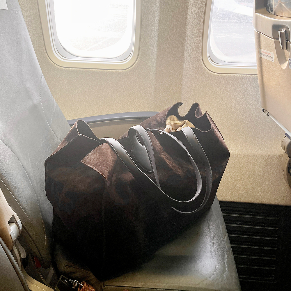 Шоппер Boheme из замши коричневого цвета