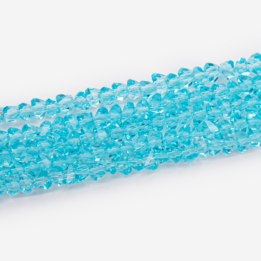 Хрустальные бусины в форме треугольника, оттенок "Темно-бирюзовый", 3*4мм