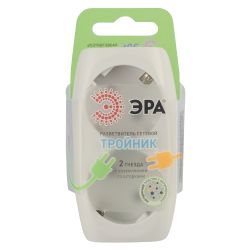 Разветвитель электрический ЭРА SP-2e-I на 2 розетки с заземлением со шторками 16А слоновая кость | Тройники