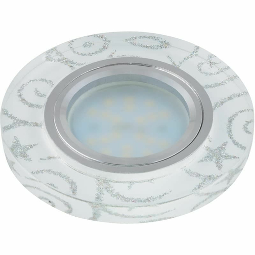 DLS-P202 GU5.3 CHROME/WHITE Светильник декоративный встраиваемый ТМ Fametto, серия Peonia. Без лампы, цоколь GU5.3. Основание металл, цвет хром. О