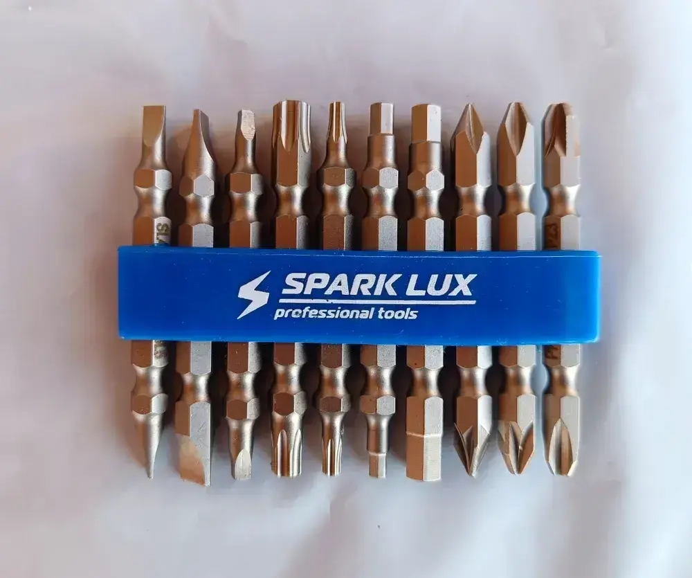 Биты двухсторонние для шуроповерта (длина 65 мм) , хром-ванадий Cr-V , 10 штук/ набор бит двухсторонних Spark L