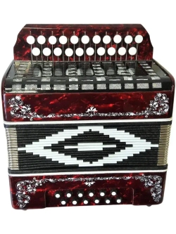 ГАРМОНЬ "ЧАЙКА" (S48/1ХL, 21х12), ЦВЕТ КРАСНЫЙ, РОСПИСЬ "БЕЛЫМ"