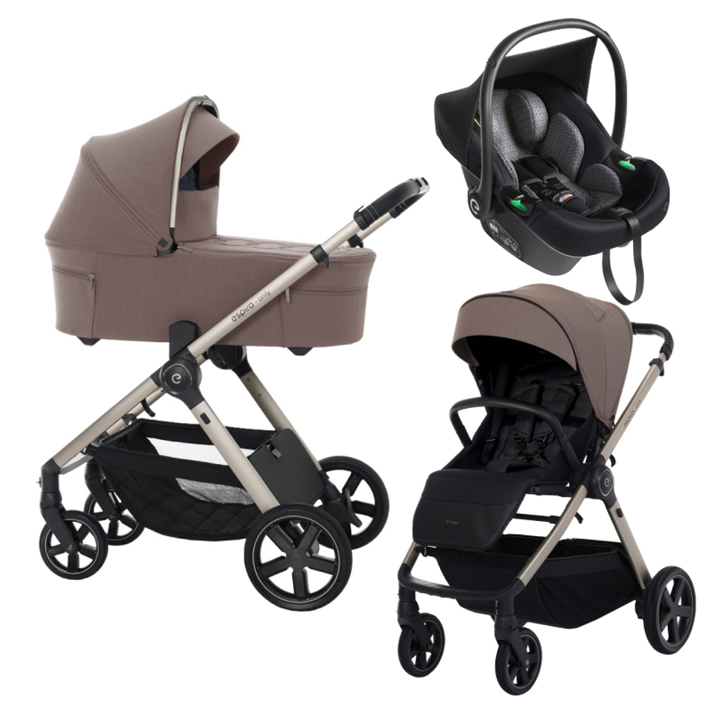 Детская коляска 3 в 1 Espiro Only 2025 и автокресло Pi Black 408 nude brown/Чёрный (Black 110)