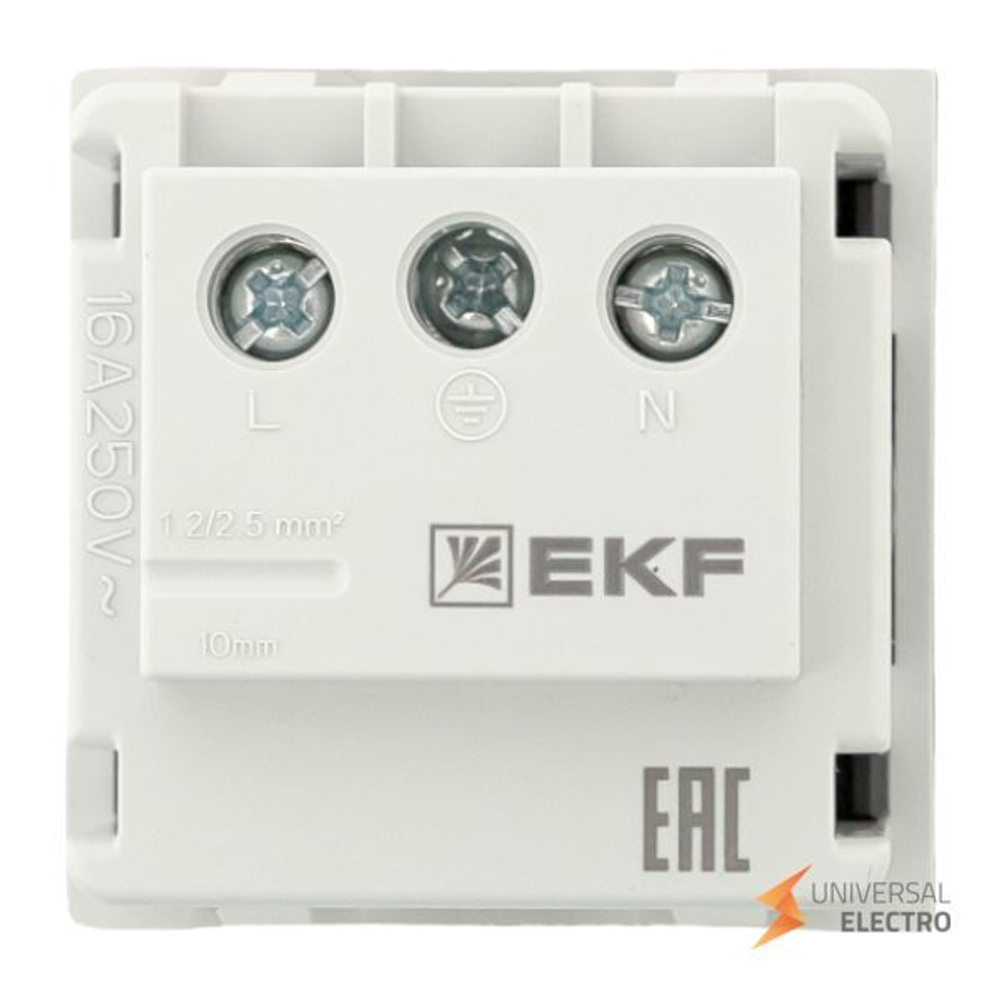 Розетка 45х45 с зазем,, с защ, шторками, 90 градусов, черная, матовая EKF