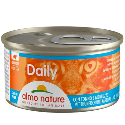 Almo Nature консервы для кошек "Daily" с тунцом и треской (мусс) 85 г банка