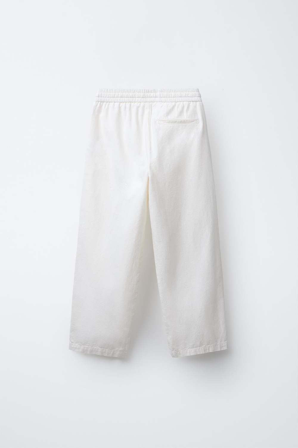 ZARA ЛЬНЯНЫЕ БРЮКИ С ПРЯМОГО КРОЯ, БЕЛЫЙ