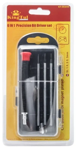 Отвертка со сменными насадками 4пр.(PH00,PH0,PH1,SL 1.5,SL 2.5,SL 3) KingTul kraft KT3034K