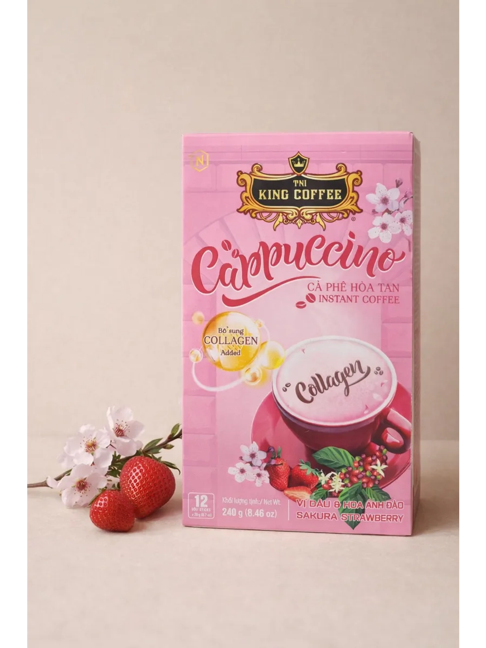 Кофе растворимый вьетнамский со вкусом сакура-клубника, 240г