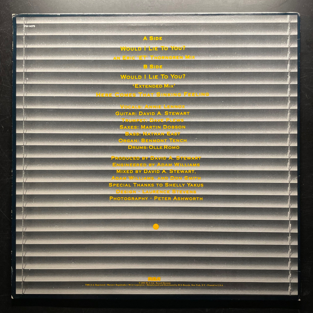 Eurythmics ‎– Would I Lie To You? (США 1985г.) EP
