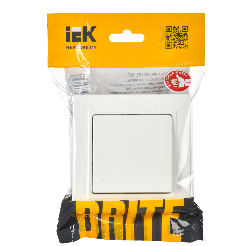 BRITE Выключатель 1-клавишный 10А в сборе ВСР10-1-0-БрБ белый IEK