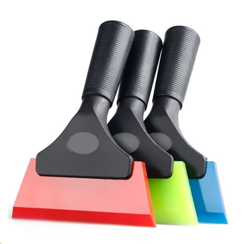 Шпатель для тонировки РАКЕЛЬ выгонка пластмассовый, с силиконовой вставкой 13см, трапеция (скребок-водосгон) (P.R.C.)