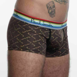 Мужские трусы боксеры Paul Smith коричневые с надписью