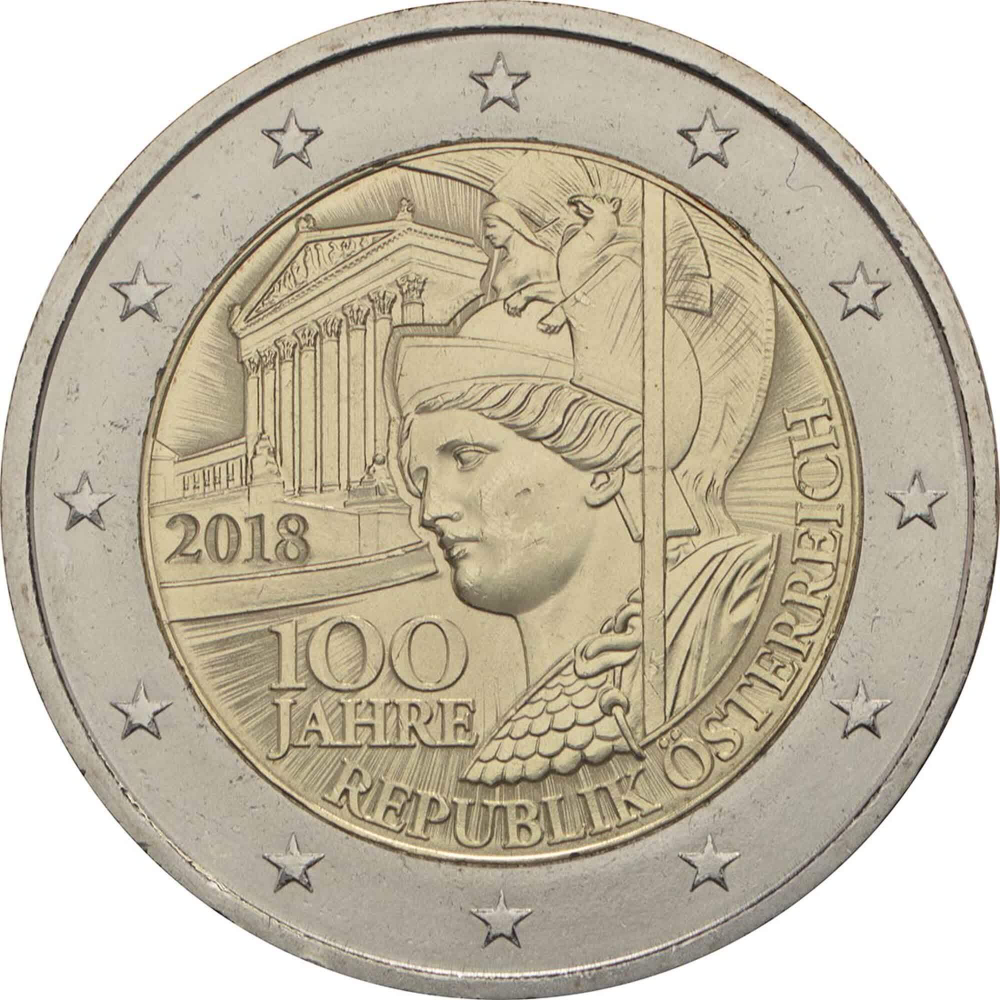 АВСТРИЯ, 2018, 2 ЕВРО [БИМЕТАЛЛ] [UNC]