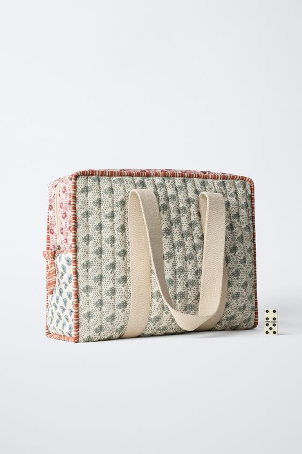 ZARA СУМКА ДЛЯ МАМ С ЦВЕТОЧНЫМ ПРИНТОМ, ЭКРЮ