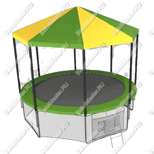 Батутная арена «Цветной Домик» с защитной сеткой, лестницей и крышей, диаметр 8 фт