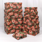 Коробка 34х26х15.3 см Набор 10 шт "Шиповник на коричневом фоне" (Коричневый)