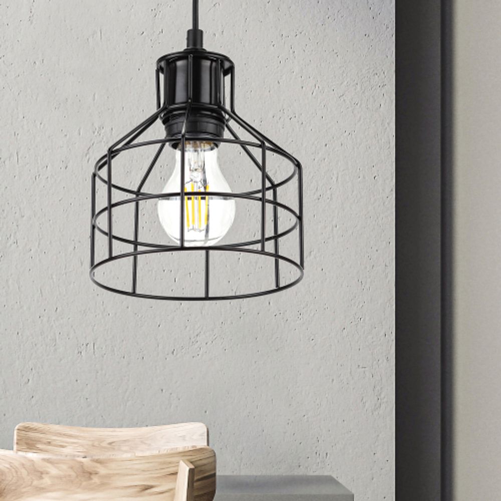 Светильник подвесной ЭРА PL9 BK под лампу E27 высота плафона 230мм подвеса 800мм черный