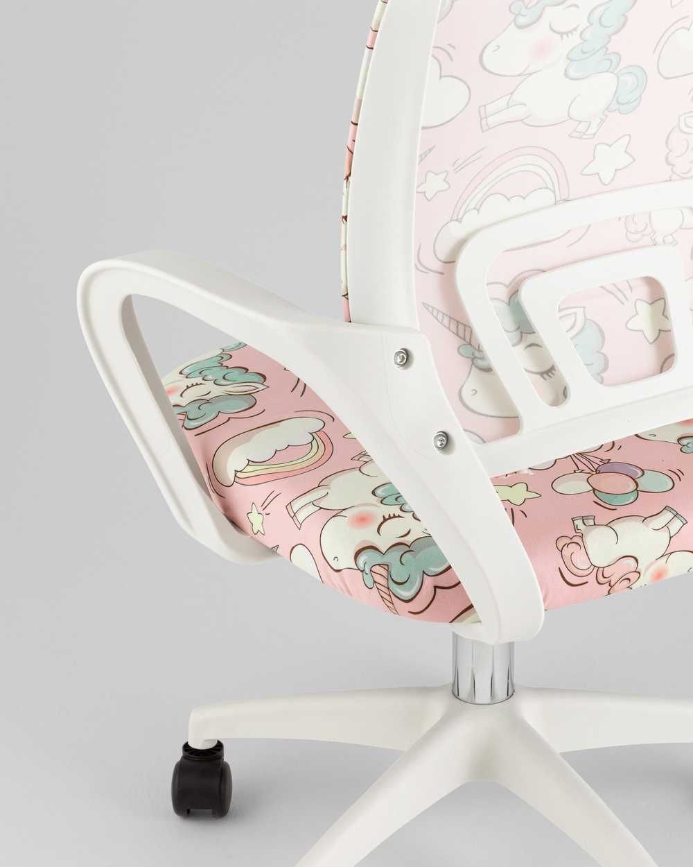 Кресло офисное TopChairs Simple SN Junior принт Unicorns пластик белый