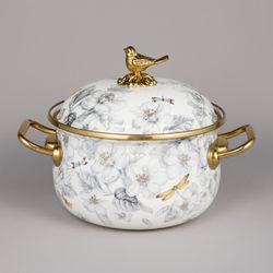 НАБОР КАСТРЮЛЬ AGNESS ЭМАЛИРОВАННЫХ СЕРИЯ "ЯБЛОНЕВЫЙ САД", 6ПР. 2,1Л, 2,8Л И 3,8Л