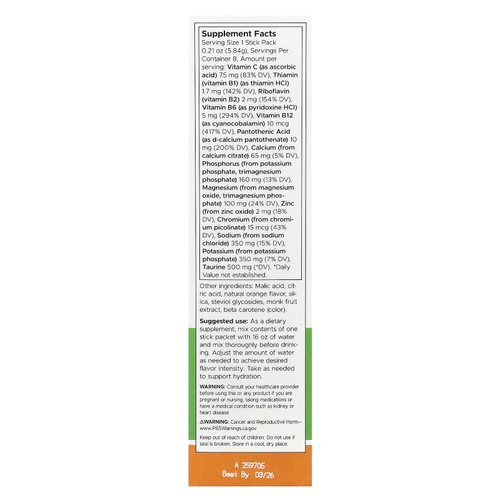 Swanson, Simply Hydrate, смесь электролитов для гидратации, апельсин, 8 стик-пакетов по 5,84 г (0,21 унции)