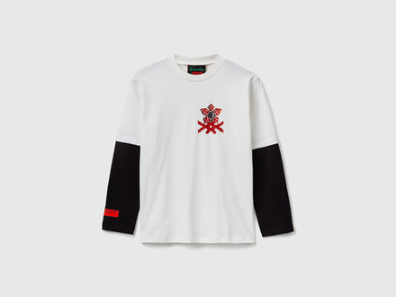 Benetton Футболка с длинным рукавом из 100% хлопка c принтом «Stranger Things», белый