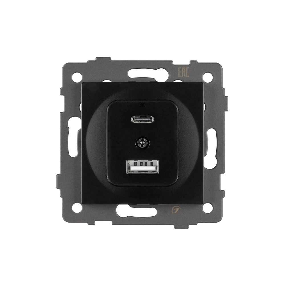 Механизм USB розетки SCT-MUAC-PL-BK-V (5V, 3A, QC4) (Arlight, -) 049838