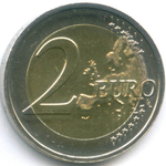 2 евро 2015 год. Нидерланды. 30 лет флагу Евросоюза. Биметалл AU