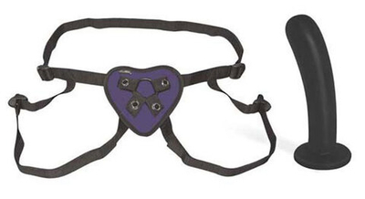 Трусики-джоки с фиолетовымсердцем и черным дилдо, 13,5 см