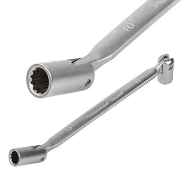 Ключ торцевой шарнирный двухсторонний 10х11мм на пластиковом держателе Forsage F-7521011