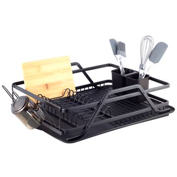 Сушилка для посуды из алюминия с поддоном (черная) Kamille KM-0751