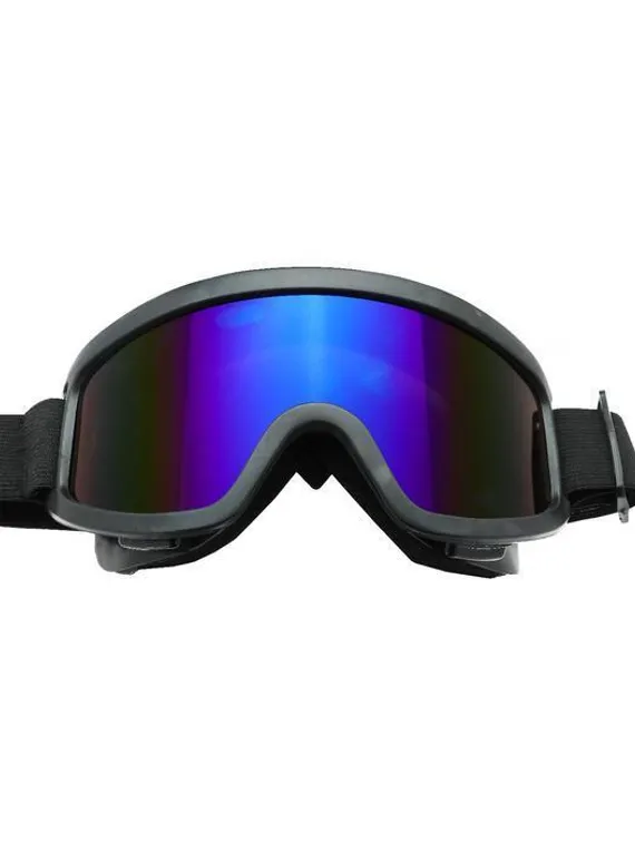 Очки-маска для езды на мототехнике, стекло синее, цвет черный