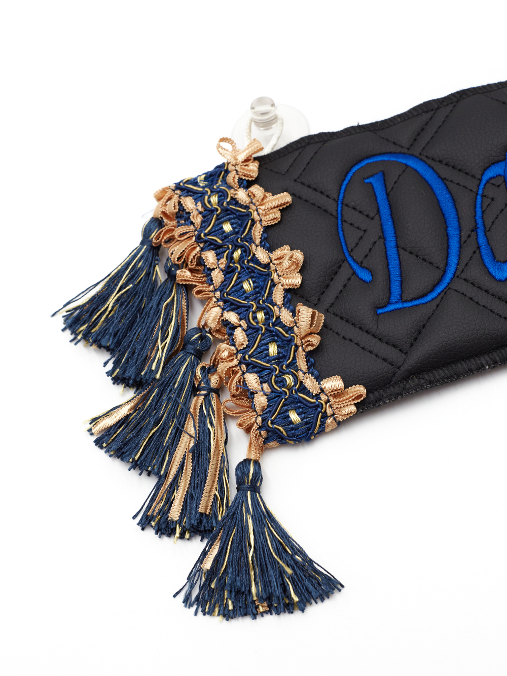 Карман Данила (черный с синей вышивкой, экокожа)