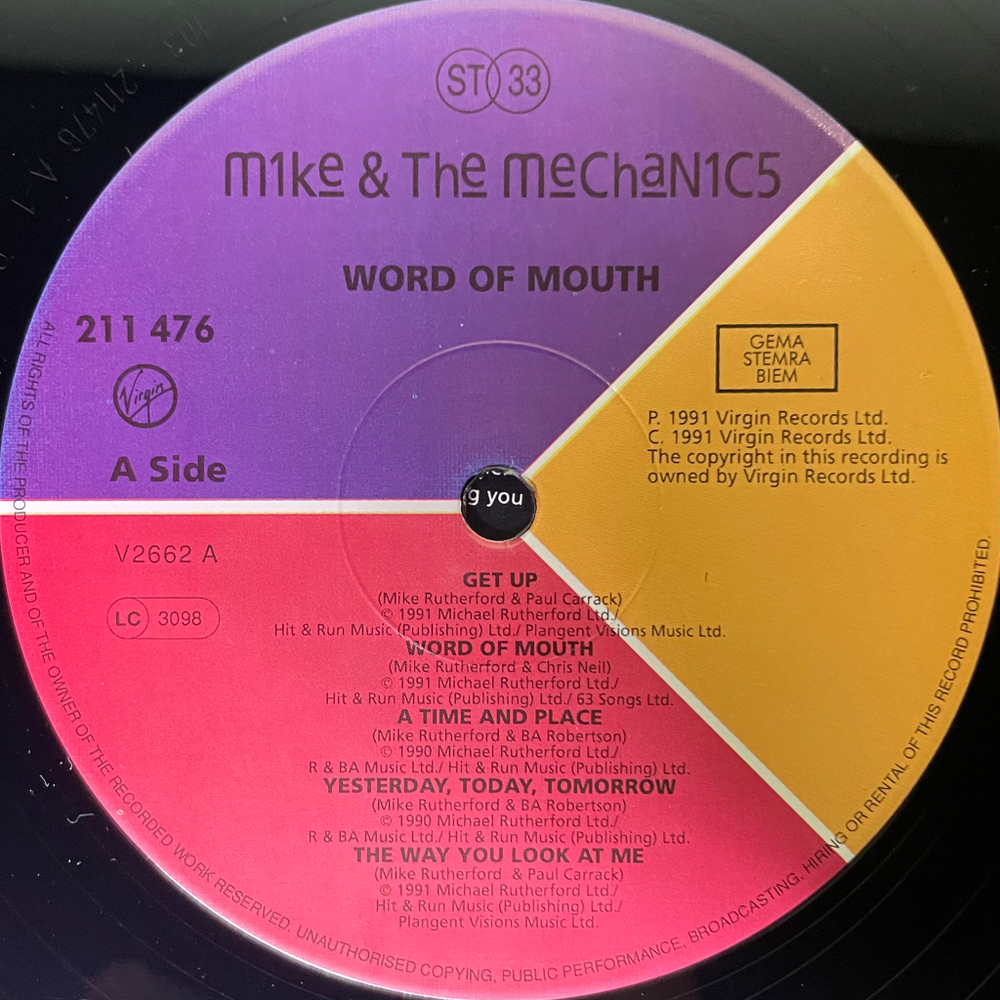 Mike & The Mechanics ‎– Word Of Mouth (Европа 1991г.)