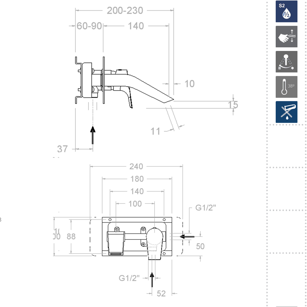 Встраиваемый смеситель для раковины с каскадным изливом URBAN CHIC 212001