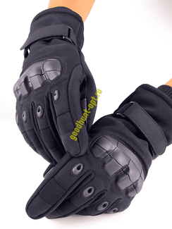 Тактические зимние перчатки с мехом Черный