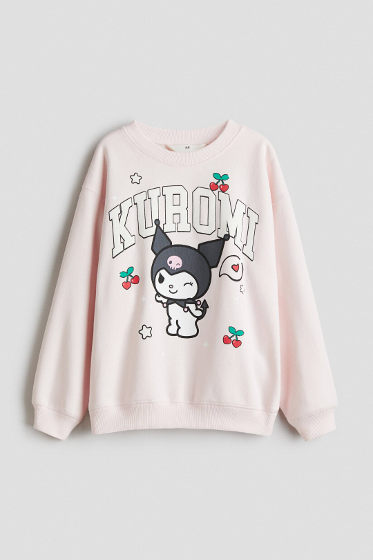 H&M Толстовка оверсайз с принтом, светло-розовый