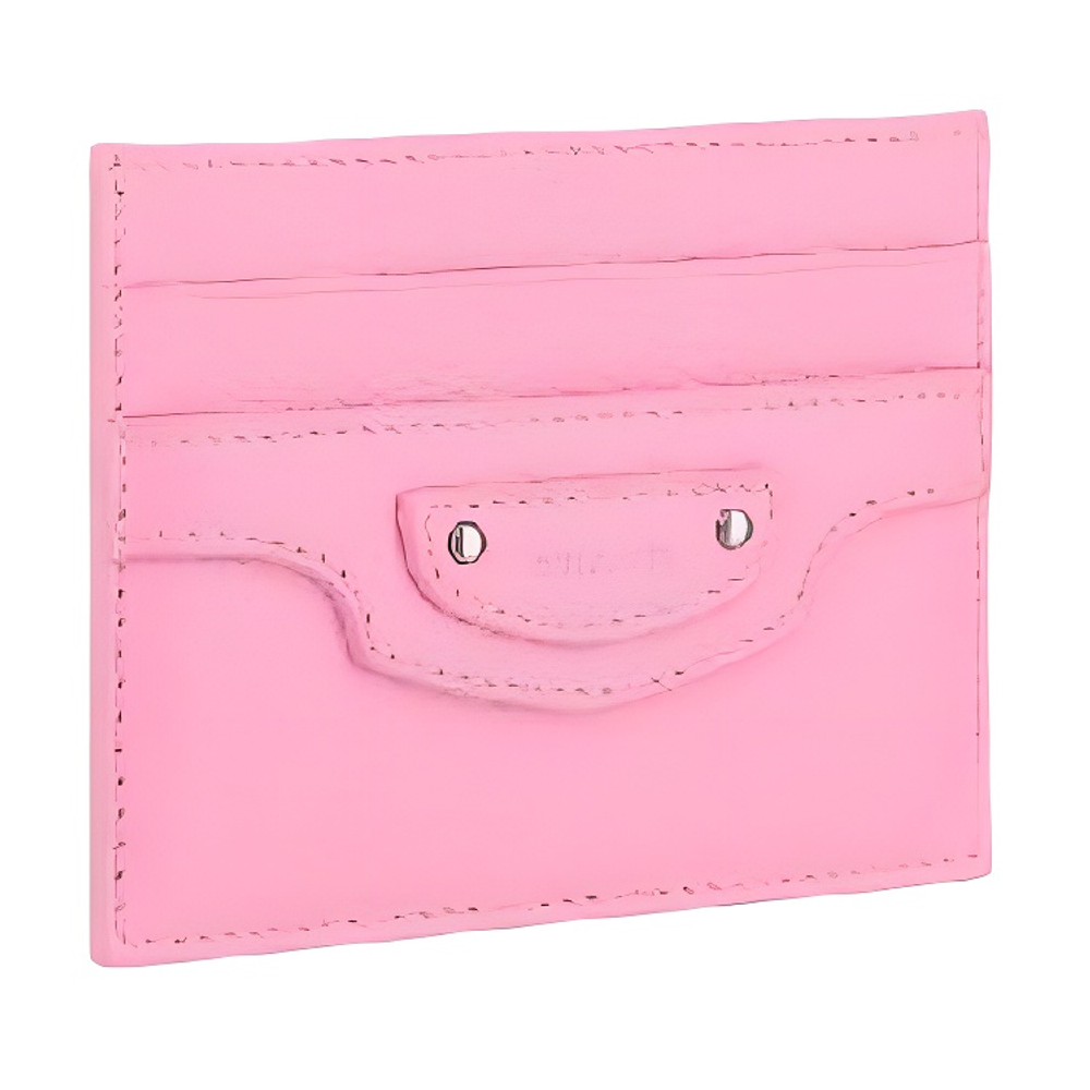 Balenciaga 4 Card Slots Cow Leather Card Holder Women"s Pink