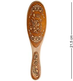 Народные промыслы BST-209/ 2 Массажная расческа деревянная «Тройка» (береста)