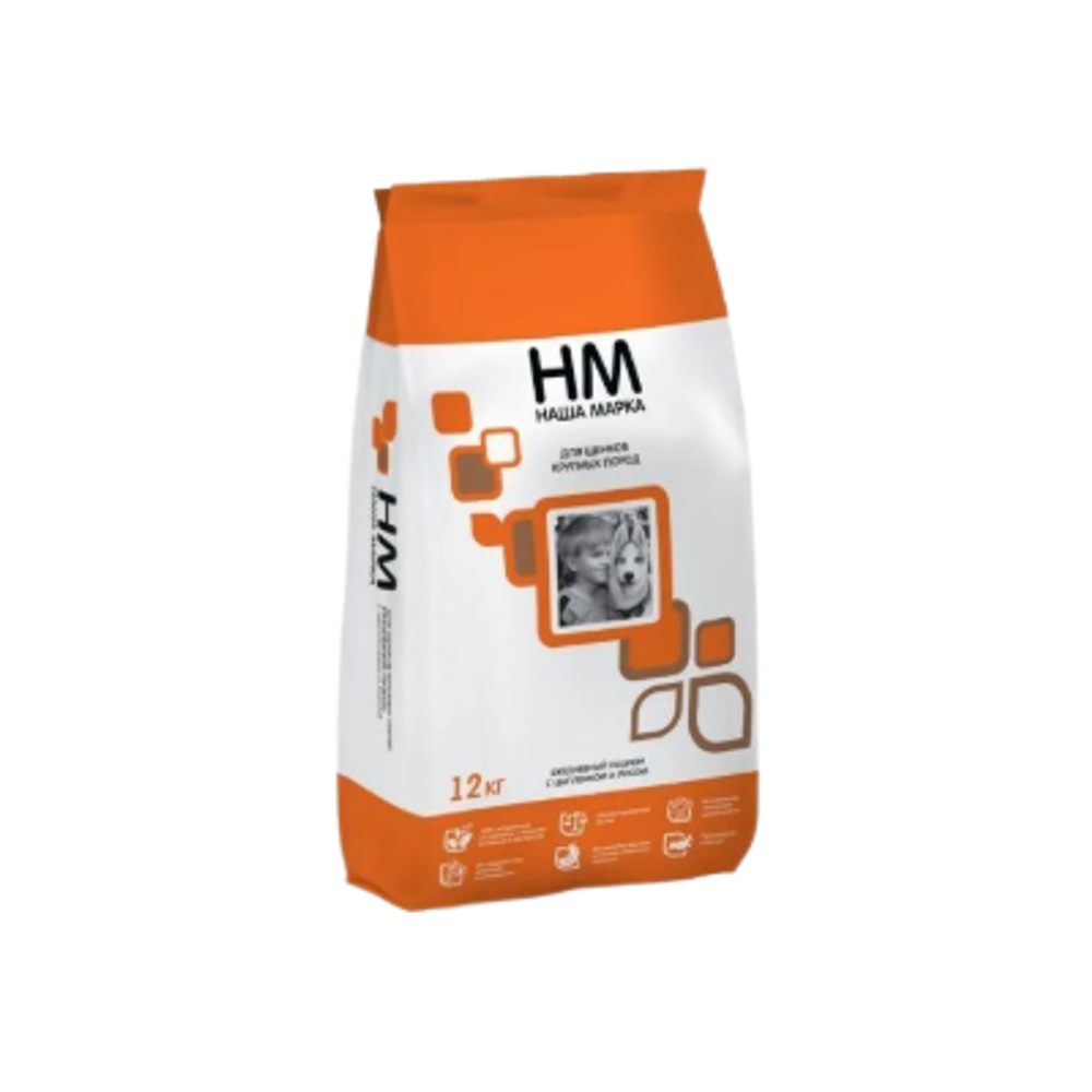 Сухой корм Наша Марка, для щенков крупных пород, с цыпленком и рисом, 12 кг