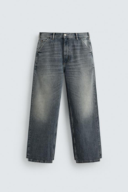 ZARA ДЖИНСЫ BAGGY FIT, СИНИЙ
