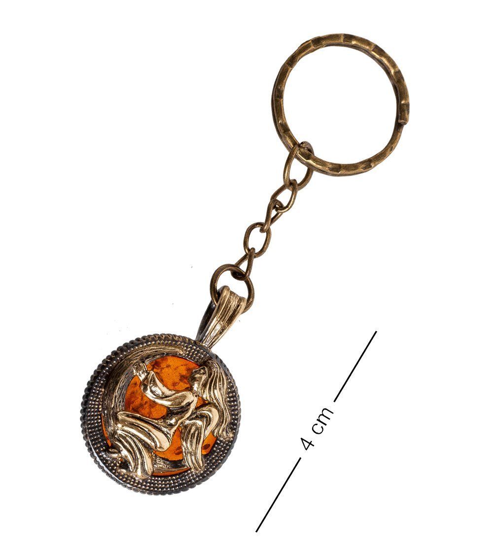 AM- 815 Брелок «Знак зодиака-Дева» (латунь, янтарь)