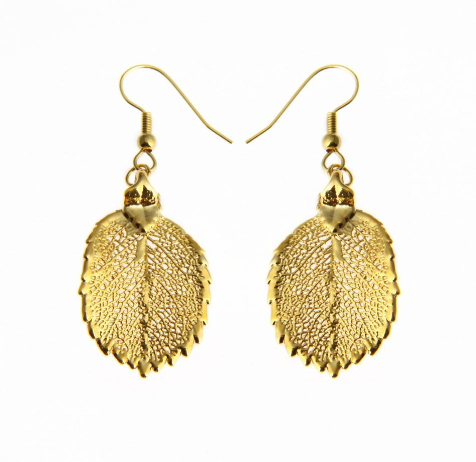 Серьги листья Ester Bijoux Роза LF33C-G BR