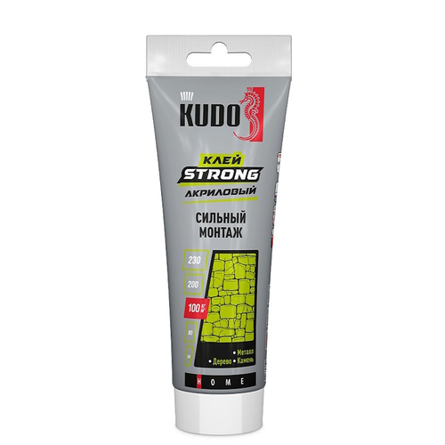 Клей монтажный KUDO HOME ''Жидкие гвозди''  акрил. STRONG сильный монтаж белый 200мл тюбик / KВТ-341
