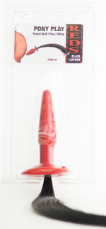 Анальная пробка с хвостом маленькая Pony Play Whip - Small (Цвет: красный с черным)