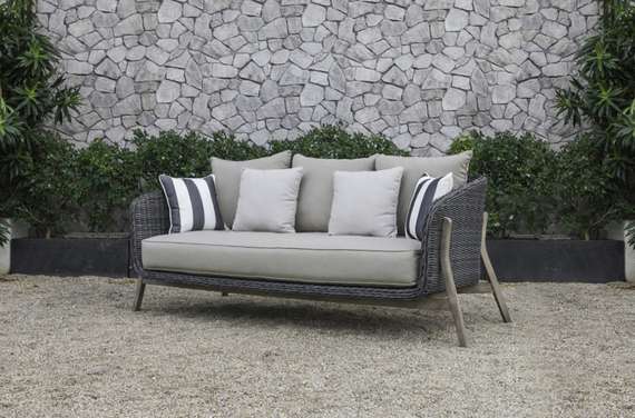 Комплект уличной мебели Jura из массива акации, алюминия и ротанга, серый, антрацит