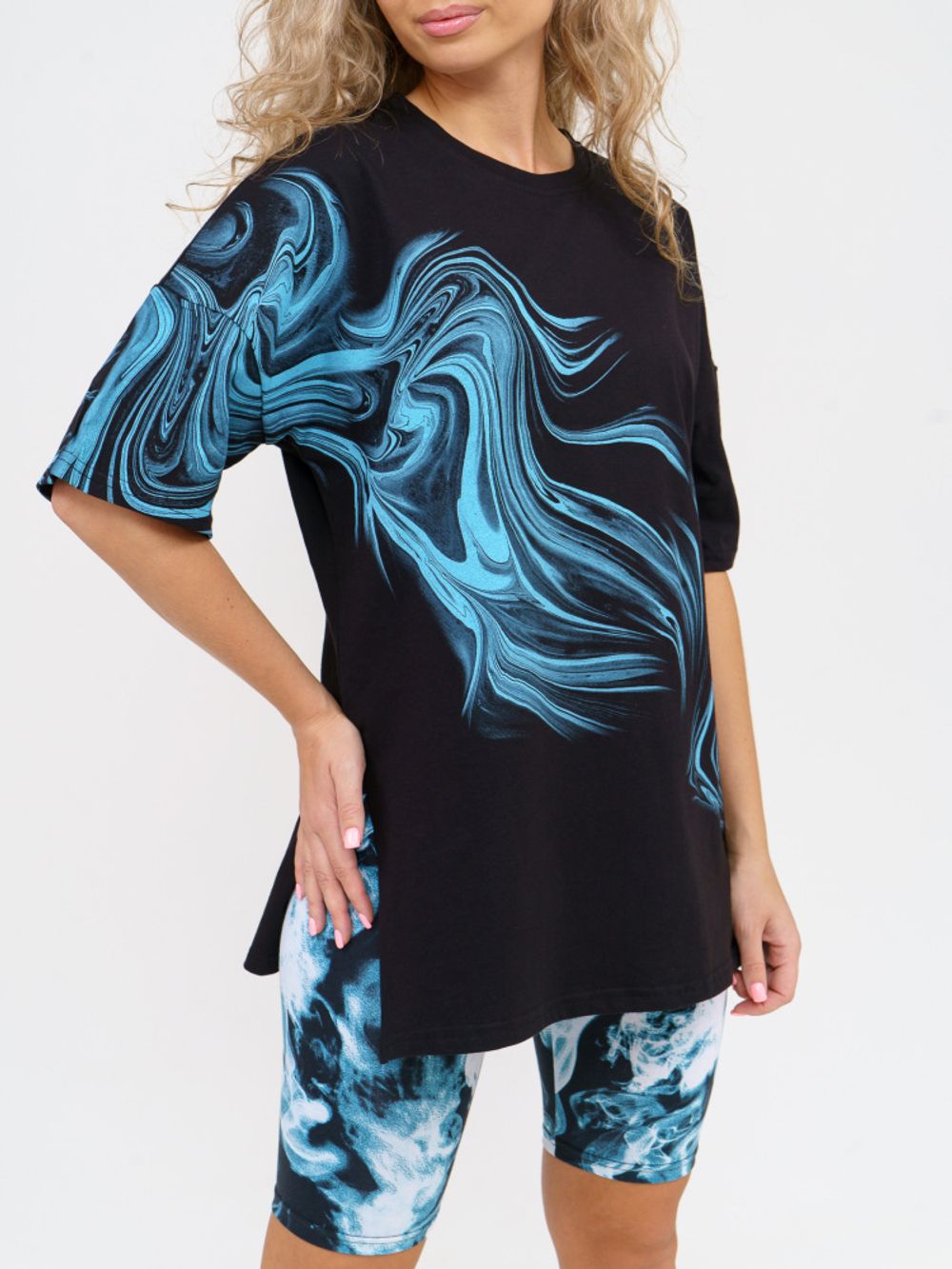 910 Костюм "черный/голубой" SveTekst (Акция)